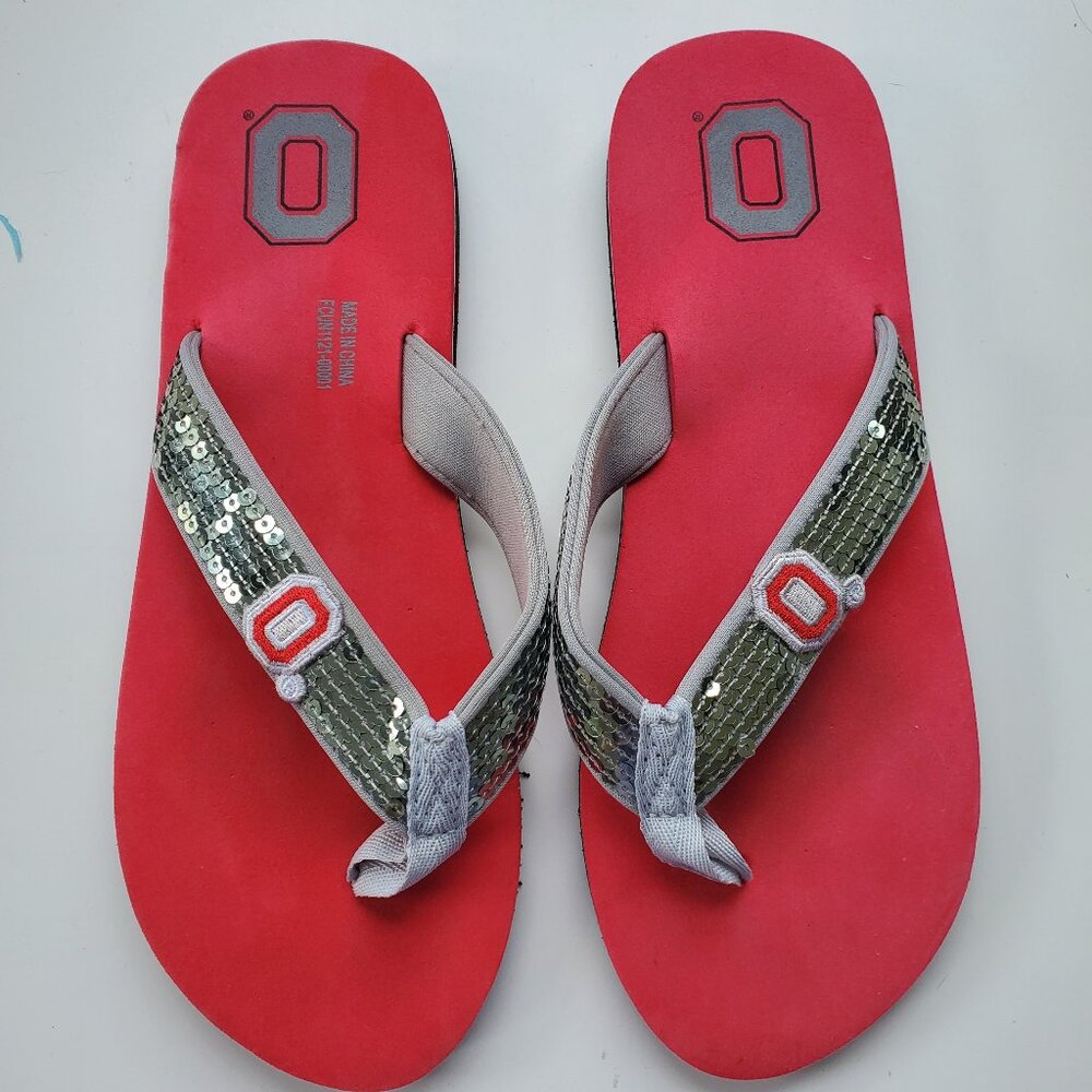 NEW Ohio State Buckeyes Women's Sequin Flip Flop